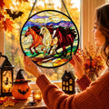 Stained Glass Lighthouse Suncatcher – Animal Flower Scene Hanging Window Art