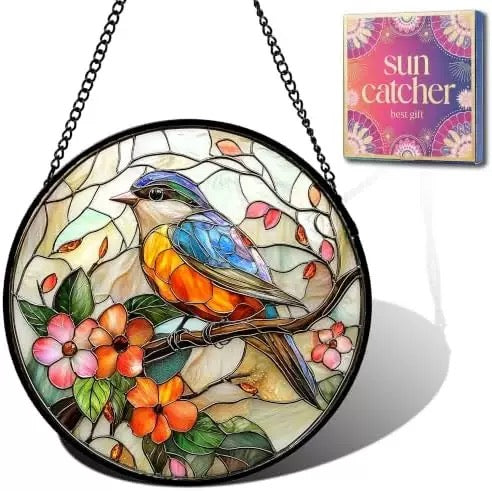 Stained Glass Lighthouse Suncatcher – Animal Flower Scene Hanging Window Art