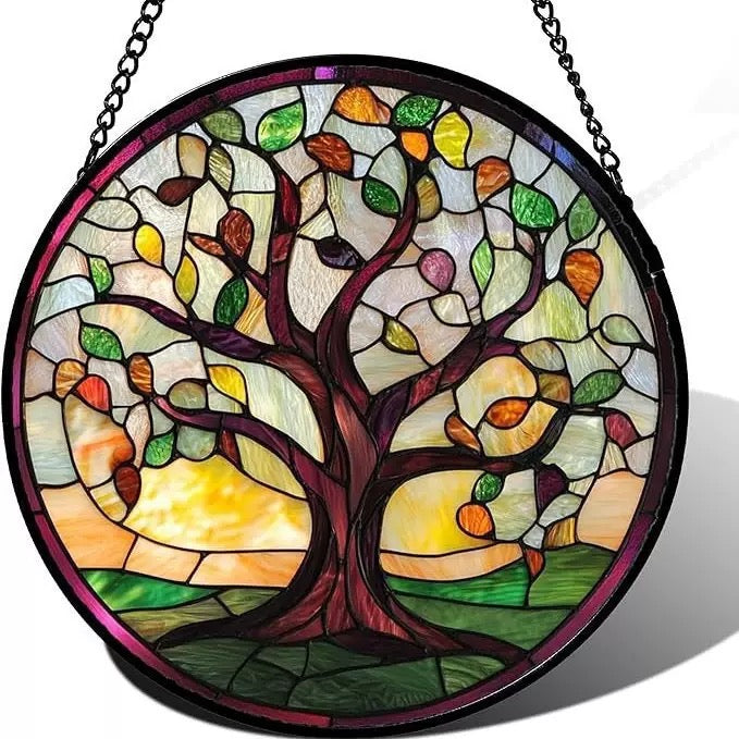 Stained Glass Lighthouse Suncatcher – Coastal Ocean Scene Hanging Window Art